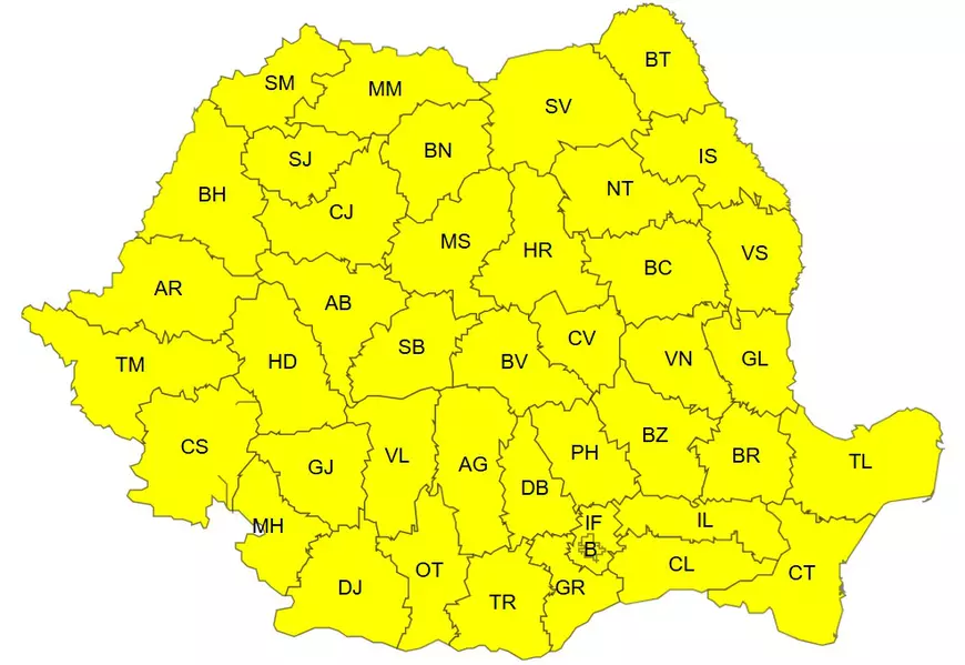 Avertisment de furtuni pentru tot teritoriul țării: cod galben de rafale de vânt, grindină și precipitații care vor depăși 40 l/mp începând cu ora 10 Avertisment de furtuni pentru tot teritoriul țării: cod galben de rafale de vânt, grindină și precipitații care vor depăși 40 l/mp începând cu ora 10